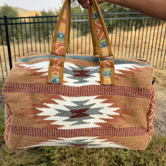 Aztec Brown Duffle Overnight Travel Bag