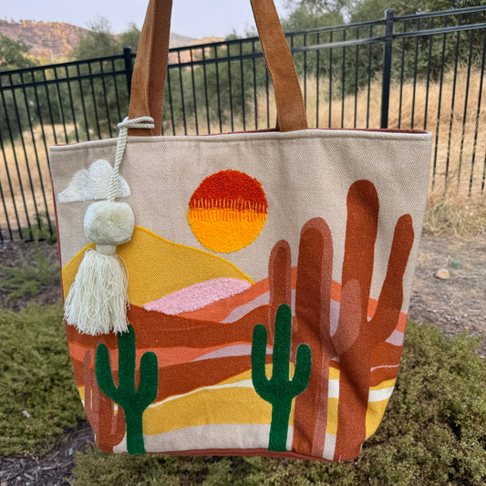 Large Woven Desert Tote Handbag